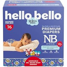 Hello Bello Dr. Seuss Babies Premium Diapers, Size NB, 76 Count: Softness & Protection for Sensitive Skin