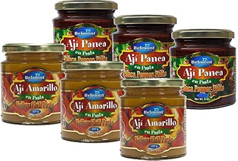Belmont Aji Amarillo Paste & Aji Panca Paste Bundle (3-Count for Each Sauce) - 8 Oz Each