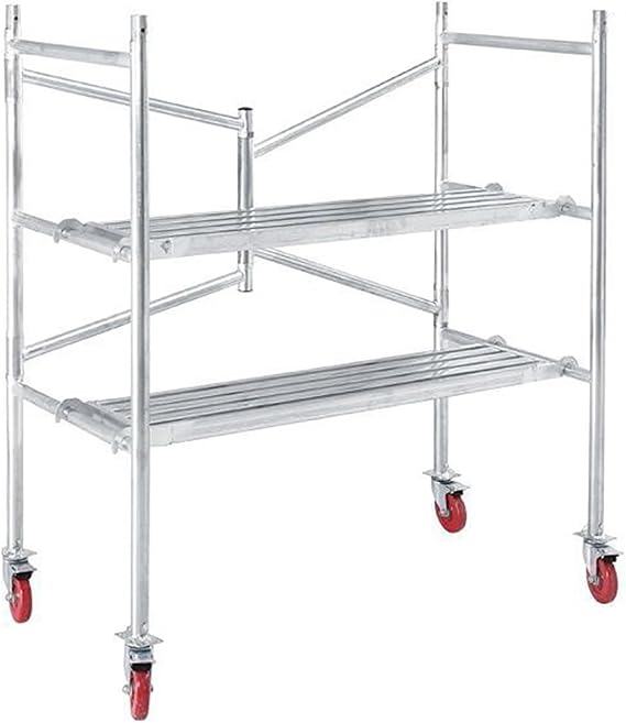 Portable Folding Steel Scaffolding Platform with Locking Wheels 500 lbs Load Capacity Mobile Scaffold for Easy Access and Mobility