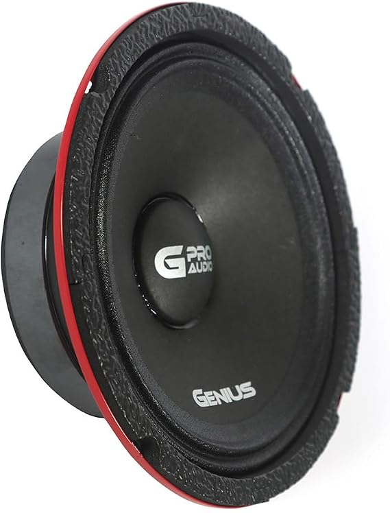 Genius MR0365P 6.5" Pair Midrange Speakers - 800 Watts - Max - 400 Watts Max, Pro Audio Slim, Steel Stam Basket Car Audio Speaker, Ferrite Magnet, 4 Ohm, Reinforced Paper Cone (2 Speakers)