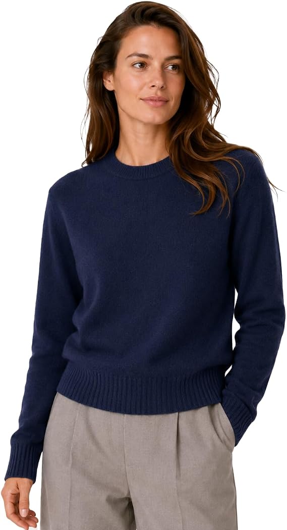 State Cashmere Womens Essential Crewneck Sweater 100% Pure Cashmere Classic Long Sleeve Pullover