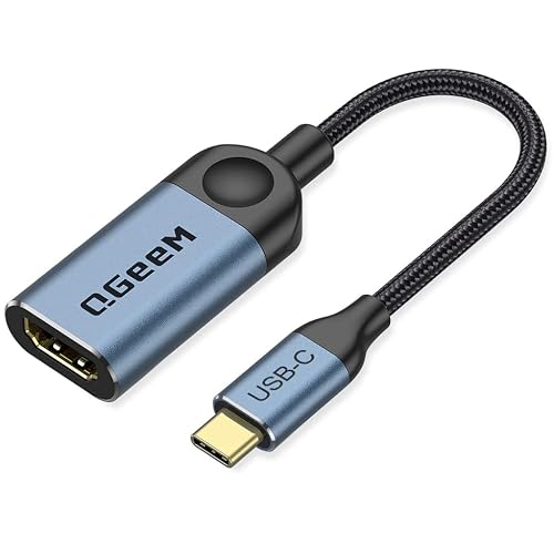 QGeeM USB C to HDMI Adapter 4K Cable, USB Type-C to HDMI Adapter [Thunderbolt 34] HDMI Adapter for Laptop MacBook ProAir, iPhone15 Pro max, Dell XPS, HP.Pixelbook, Thinkpad,Surface,Ipad Pro etc