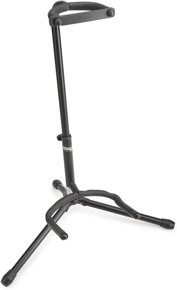 Stagg Tripod-Style Tubular Guitar Stand with Security Strap (Black)