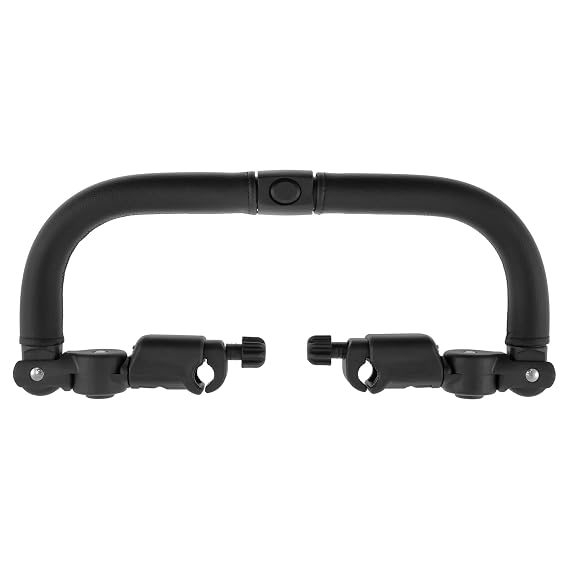Baby Stroller Bumper Bar, Adjustable Angle Armrest Handle Crossbar Stroller Accessory, Universal Stroller Bumper Bar with Center Button, Removable Stroller Crossbar, Black PU Leather