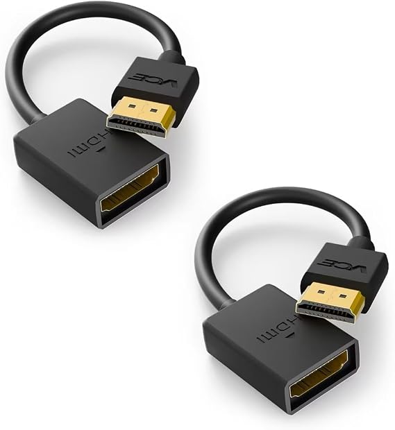 VCE 2-Pack HDMI Male to Female Swivel Adapter HDMI Extension Gold Plated Converter for Google Chrome Cast, Roku Streaming Stick