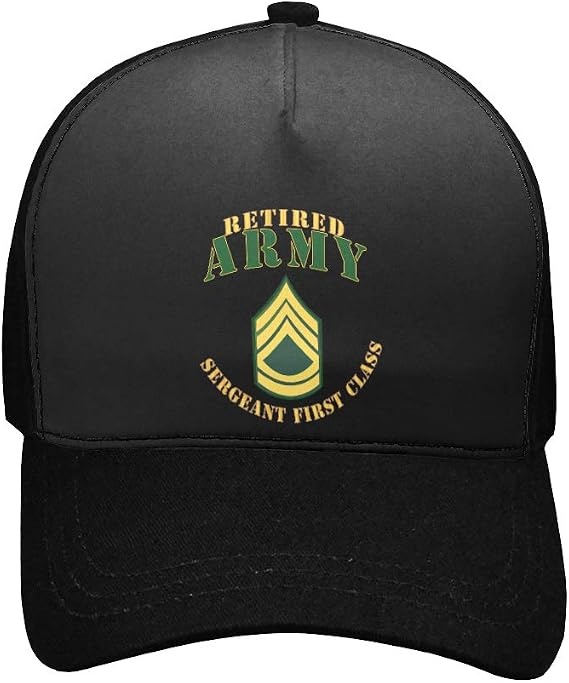 Baseball Cap E - Black - Army - Army - SFC - Retired - IPrint