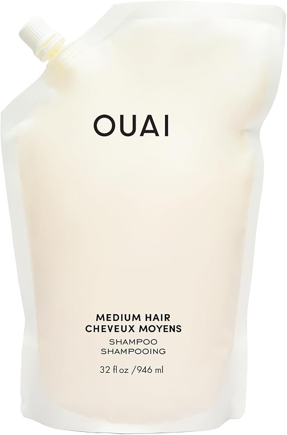 OUAI Medium Shampoo Refill - Hydrating Shampoo with Coconut Oil, Babassu, Kumquat Extract and Keratin - Strengthens, Nourishes and Adds Shine - Paraben, Phthalate and Sulfate Free Hair Care - 946ml