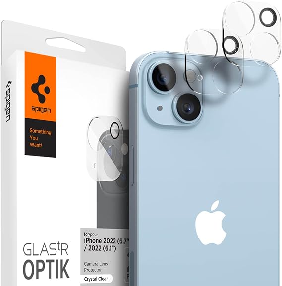 Spigen iPhone 14/14 Plus ile Uyumlu Kamera Lens Camı Koruyucu GLAS.tR Optik (2 Adet) Şeffaf - AGL05229 (Spigen TR Garantili)