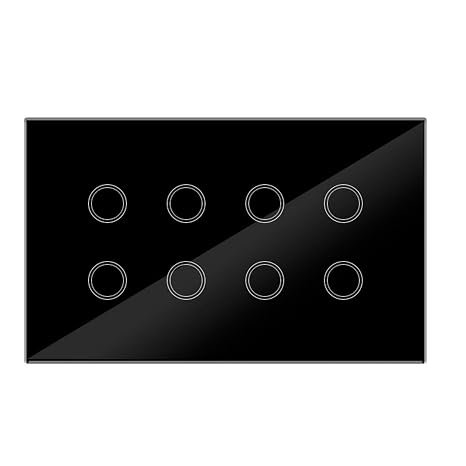 Zigbee Smart Switch Interruptor Glass Panel Touch Light Wall Tuya App Smart Compatible with Voice Control 8-Gang Black ZG