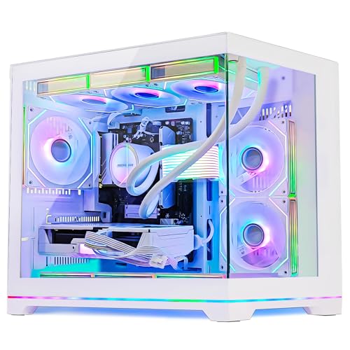 Superview Gaming PC AMD Ryzen 7 9800X3D 6-Core 3.9GHz, RTX 5060 8GB,32GB DDR5 RAM,1TB PCIe SSD, WiFi&BT Prebuilt PC 850W PSU,Liquid Cooler,Windows 11, White