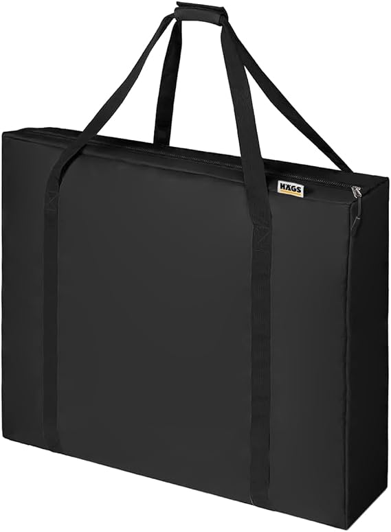 Haegs Taşıma Çantası, İnce Yassı Çok Amaçlı, Kamp Masası Çantası, Fermuarlı Dayanıklı Saklama Çantası, 24L (52 x 10 x 47 cm) Siyah