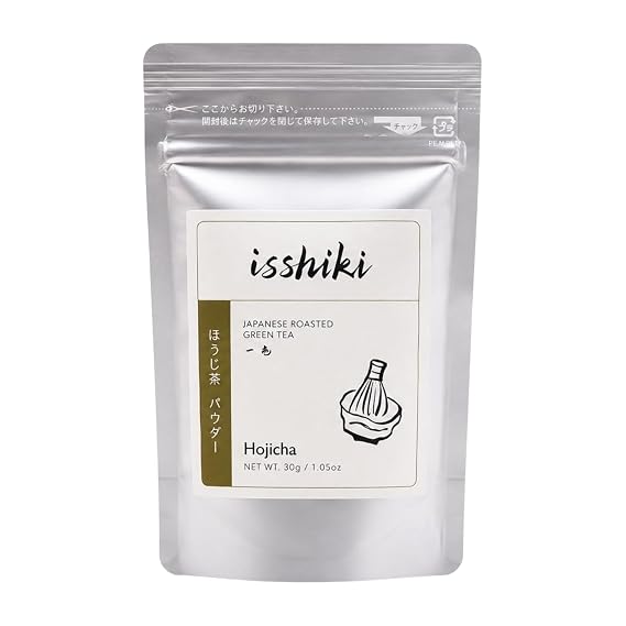 Isshiki Matcha Hojicha Powder Low Caffeine Roasted Green Tea from Uji, Japan Smooth, Nutty Flavor with Full-Body Tones Authentic Japanese Loose Powder for Daily Enjoyment - 30g (20 Servings)