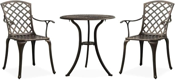 vidaXL 3 Piece Bistro Set Cast Aluminum Bronze