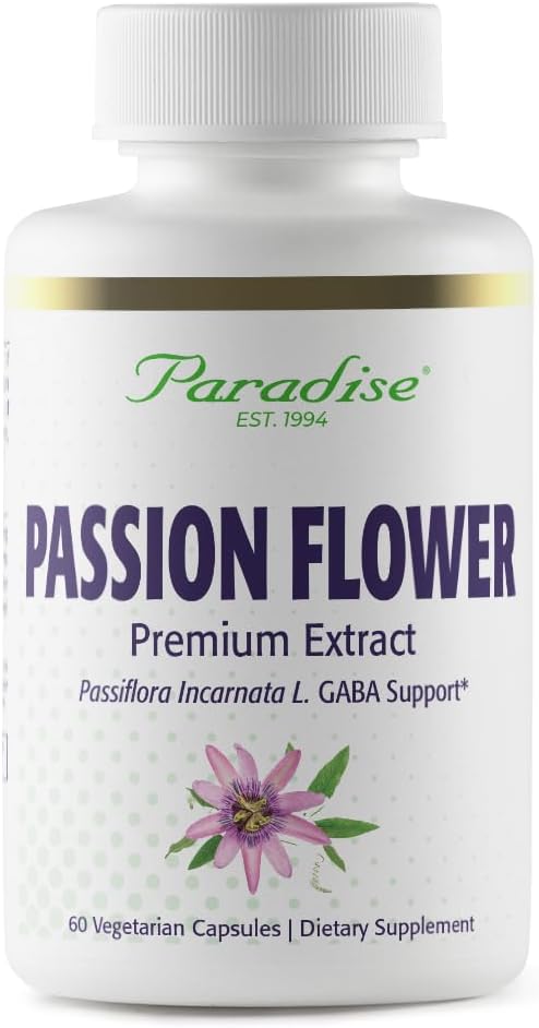 Paradise Herbs Passion Flower Vegan Non-GMO Gluten Free 60 Capsules