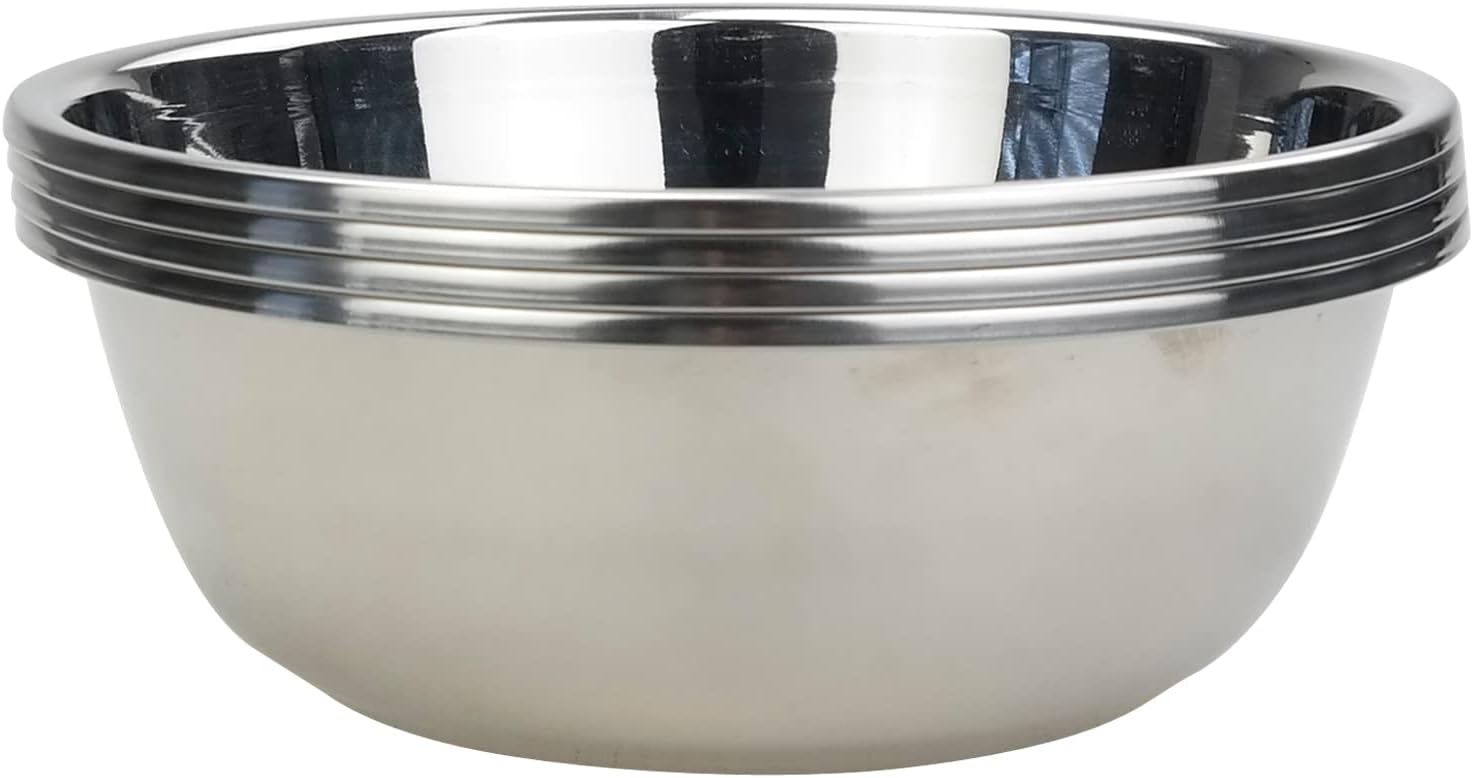 Gloreen Set of 4 Stainless Steel Serving Bowls, Preparing and Mixing Bowls for Kitchen