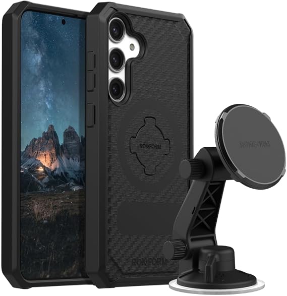 Rokform - Galaxy S24 Plus Rugged Case + Magnetic Windshield Suction Phone Mount