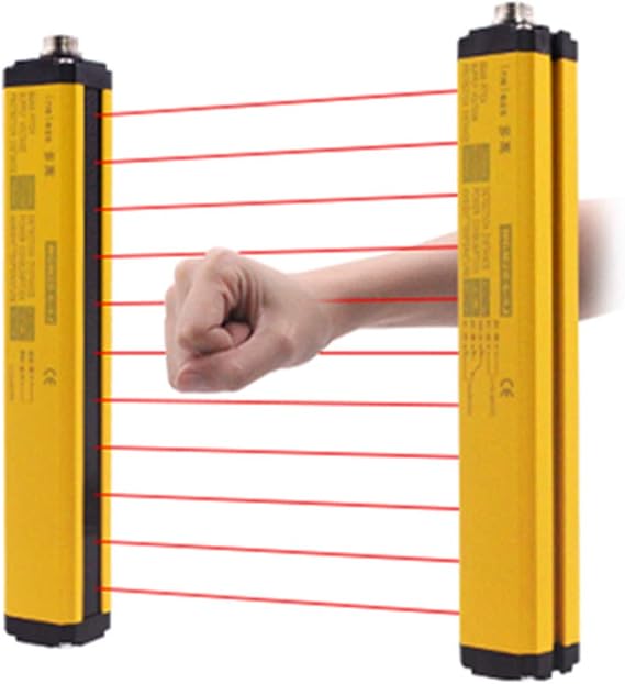 CGOLDENWALL Safety Light Curtains Light Screen Sensor Safety Grating Punching Machine Protector Beam Pitch 40mm, Beams 18, Protection Height 680mm, Total Height 750mm with Controller and Cable