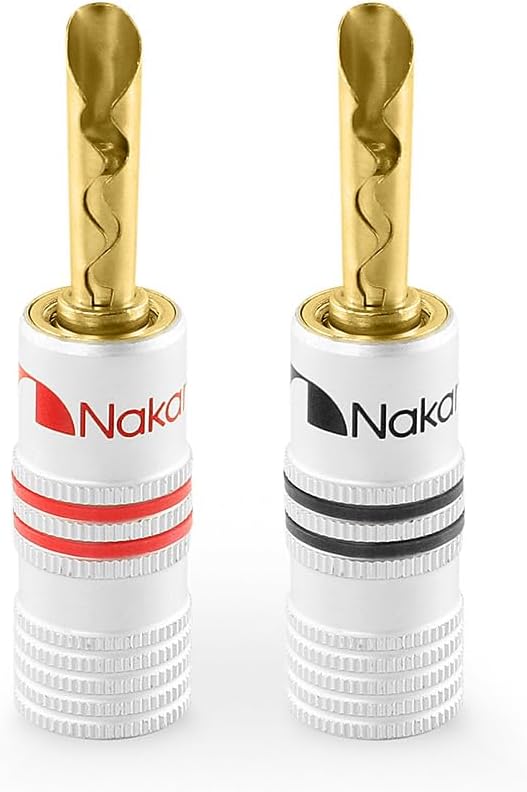 Nakamichi GrubLock Excel Series 24k Gold Plated BFA Banana Plugs, 10-18 AWG