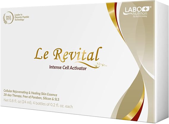 LABO Nutrition Le Revital Placenta Serum Essence 4 vials | Concentrated nano placenta extract, made in Japan, targets dull skin & face wrinkles, skin barrier strength