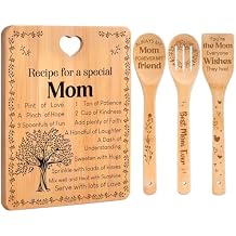 Gifts for Mom - "Recipe for a Special Mom" Mom Birthday Gifts Cutting Board Set, Bamboo-Made Engraved Utensil Set, Birthday Gifts for Mom from Daughter/Son, Mothers Day Gifts