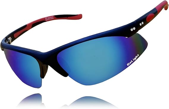 GoLight Polarized Wraparound Sports Sunglasses for Men & Women UV400, Anti-Glare, Lightweight Frame with Metal Hinges