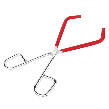 Ulab Lab Beaker Tongs, Red Rubber Coated Ends, Nickel Plated 1/4" Steel, for 50mL - 2000mL Capacity Beaker, USC1002