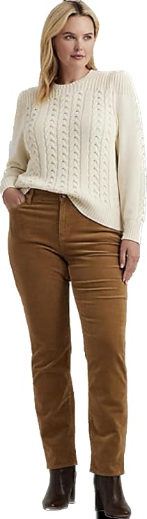 Lauren Ralph Mid-Rise Corduroy Stretch Pant 18W Camel