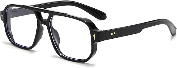 PORADAY Blue Light Blocking Glasses Women Men 70s Square Aviator Eyeglasses