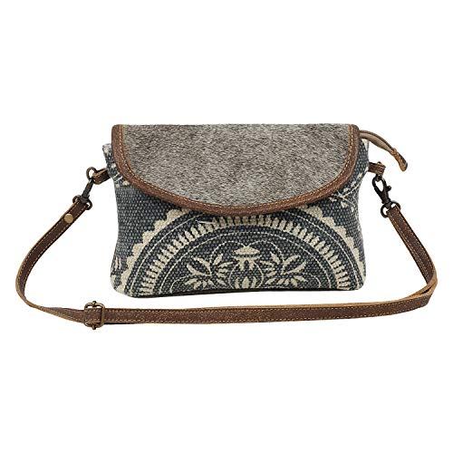 Myra Bag Cloth Purses for Women - Canvas Bag with Real Leather Detailing, Floral Mosaic Pattern Fabric Purses for Women