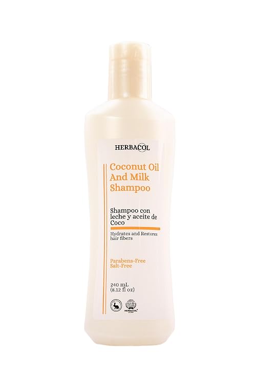 Herbacol Coconut Oil and Milk Shampoo | Shampoo con leche y aceite de coco | 8.12 fl oz