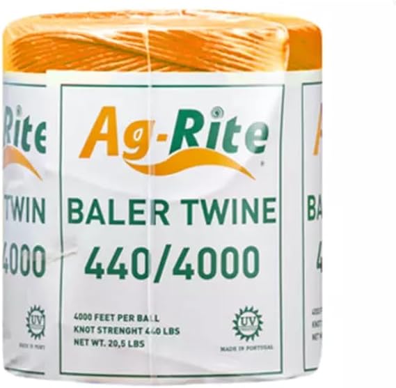 Baling Twine 440x4000' UV Single Spool - Orange, 1 Roll | Weather-Resistant - Farm-Grade Polypropylene Round Baler - Agricultural Livestock Binding