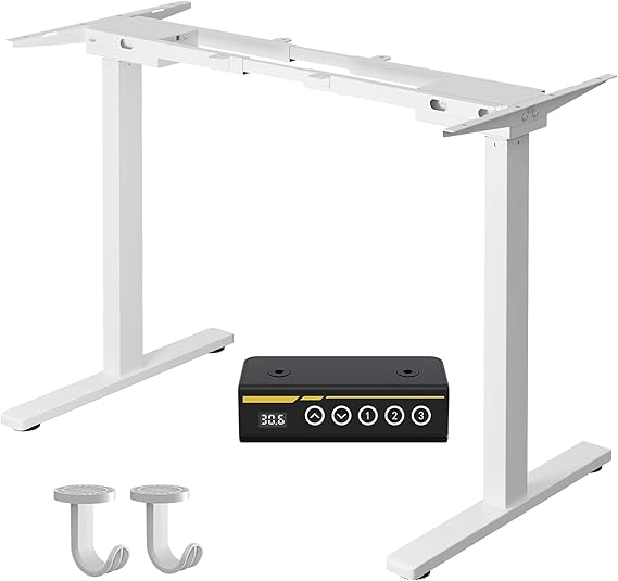 Dual Motor Standing Desk Frame for 40-63 in Tops, 264 lb, White