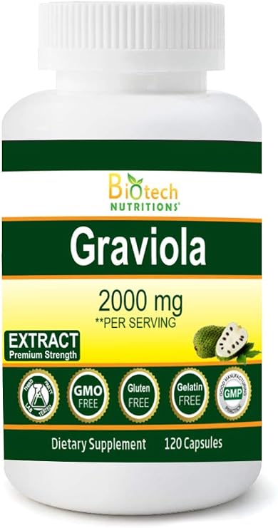Graviola Extract- 2000 mg Vegetable Capsules, 120 Count