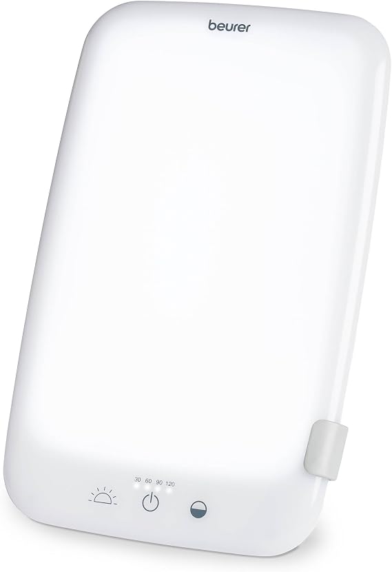 Beurer TL35 Light Therapy Lamp with 10,000 Lux LED with 3 Color Temperatures, 4 Dimmer Levels, Timer, Auto Switch-Off, and Adjustable Stand for Home, Office, or Travel