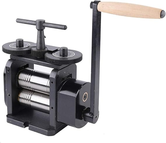 Manual Jewelry Rolling Mill Flat Rolling Mil Combination Rolling Mill, 110mm/130mm Wide 55/65mm Diameter Rollers Manual Rolling Mill Machine Jewelry Marking Tools (110MM)