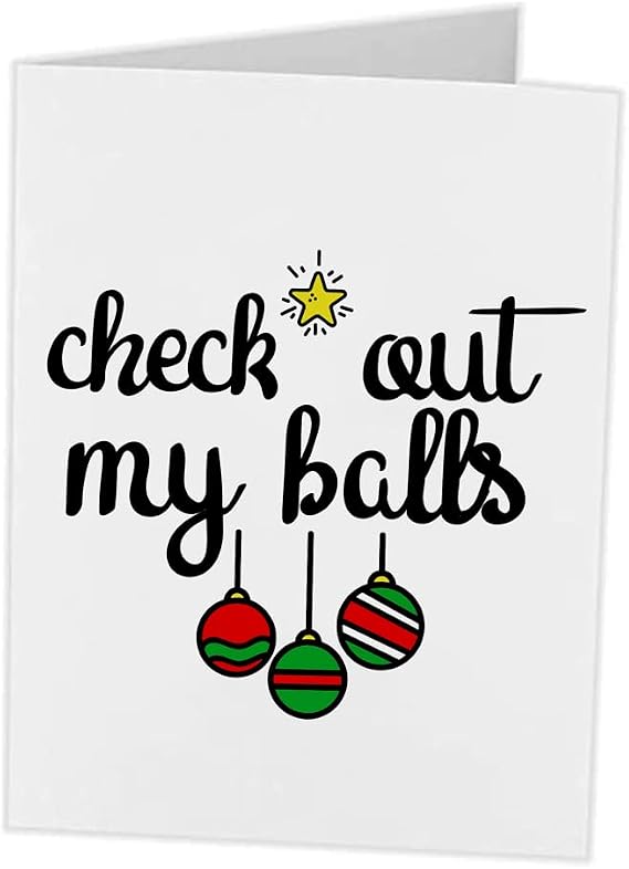 Christmas Cards - Check Out My Balls Hilarious Card - Customizable Personalized single and 12 packs