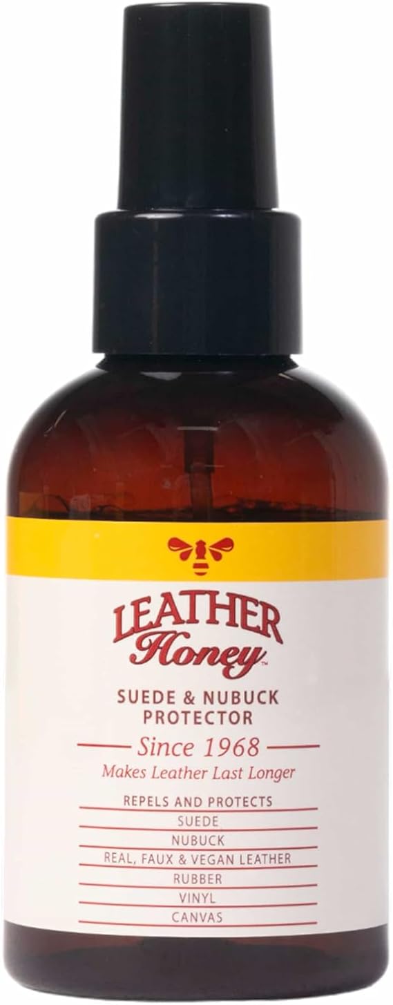 Leather Honey Suede & Nubuck Protector Spray Non-Toxic, Non-Aerosol | Made in the USA & Trusted Since 1968. Water & Stain Repellent Protects Suede Shoes, Uggs, Boots, Furniture, Jackets & Bags.