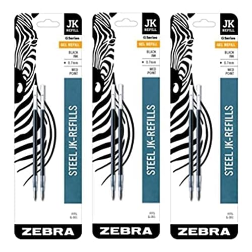 Zebra G-301 JK-Refill 0.7mm, Black, 2 Refills Pack of 3