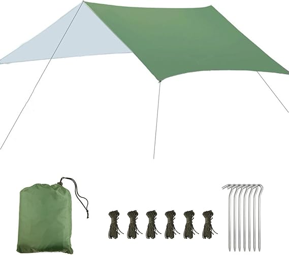 Camping Tarpaulin Rain Shed Easy to Install Camping Tarpaulin Tent Suitable for Backpacking Trekking Adventure Survival Equipment 118inch