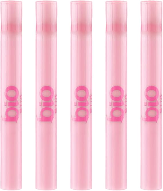 BIO Stix: 4 Inch Glass Straw Chillum with Pulp Filter, 5-Pack - Pink