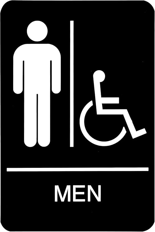 Headline Sign Ada Sign, Men/Wheelchair Accessible Tactile Symbol, Plastic, 6 X 9, Black/White