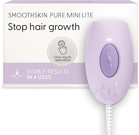 SmoothSkin Pure Mini Lite Lilac, IPL Laser Hair Removal Device, for Body & Face, Alternative to Salon, Epilator & Bikini Shaver