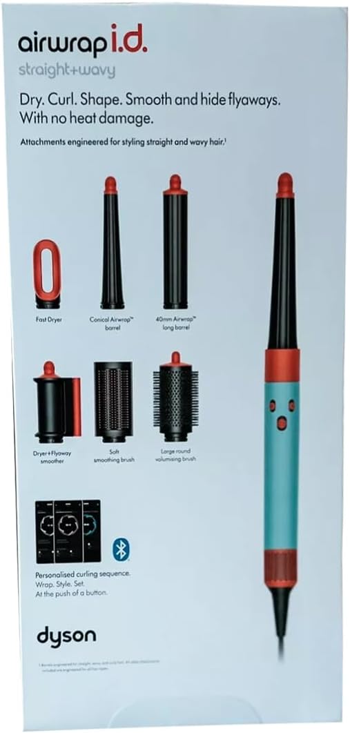 Dyson Airwrap i.d. Multi-Styler and Dryer Straight + Wavy HS08 - Bluetooth Enabled - Perfect Curls için (seramik patina/topaz)