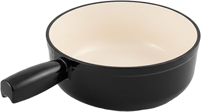 Swissmar Lugano Cast Iron Cheese Fondue Pot Replacement, 2 QT  2 L Compatible with Swissmar Lugano Fondue Sets Ideal for Melting Cheese, Chocolate, Caramel Metallic Black