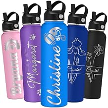 Personalized Water Bottles Bulk Custom Stainless Steel Insulated Bottle with Straw Engraved Logo Name for School Women Men Adults Cycling Gym Sports-40oz