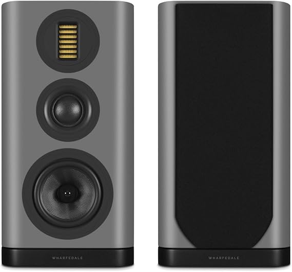 Wharfedale EVO 5.2 Standmount Speakers (Pair) – 6.5″ Kevlar Woofer, Soft Dome Midrange, AMT Tweeter, 3-Way Bass Reflex (Lunar Grey)