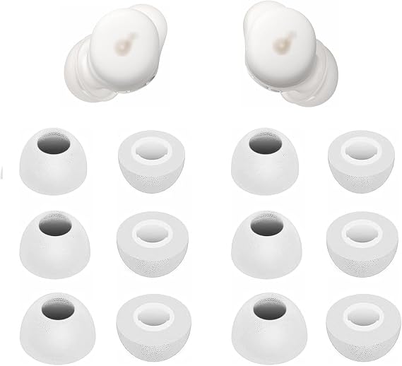低反発素材イヤーチップ Soundcore Sleep A30 / A20 イヤホン用 交換用イヤホンチップ S/M/L 6ペア ホワイトシルバー 収納ケース付き 2146pw