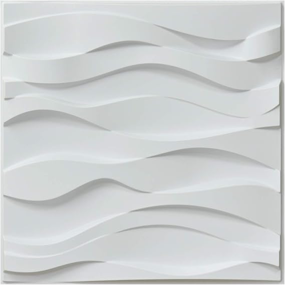 Art3d Decorative 3D PVC Wall Panel for Interior Décor, 12-Pack 19.7 x 19.7 in., 32 Square Feet, Wave 4