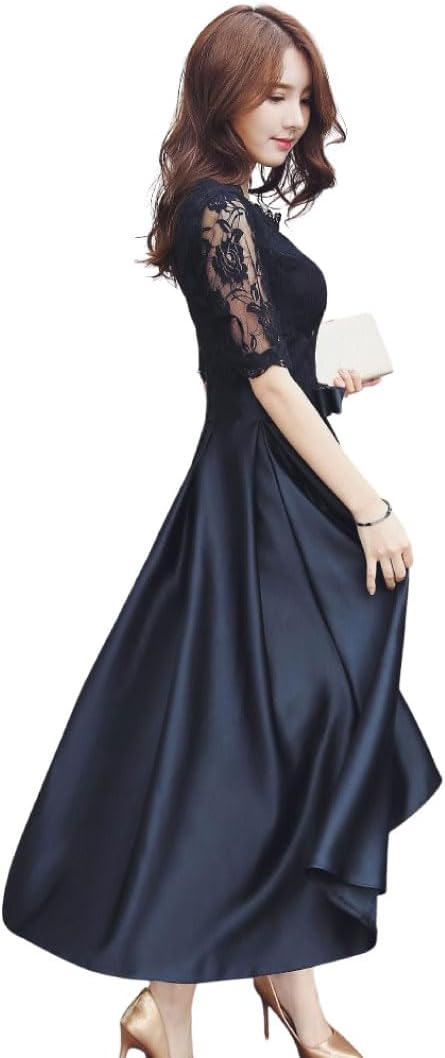 FASHION FAN Party Dress, Royal Lace, Satin, Elegant Dress, For Weddings, Coming-of-Age Ceremonies, Thank You Parties, Piano Recitals, Invitations, High Visibility, Midi Length, Mature Cute