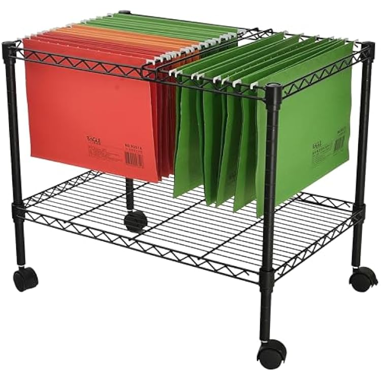 Finnhomy Premium 1-Tier Metal Rolling File Cart for Letter Size and Legal Size Folder, Black
